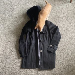 Black Calvin Klein Rain coat with silver buttons small